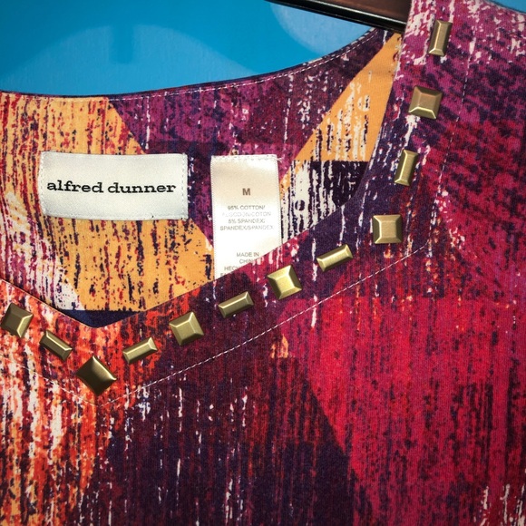 Alfred Dunner Abstract Geometric 3/4 Sleeve Blouse - Picture 4 of 6